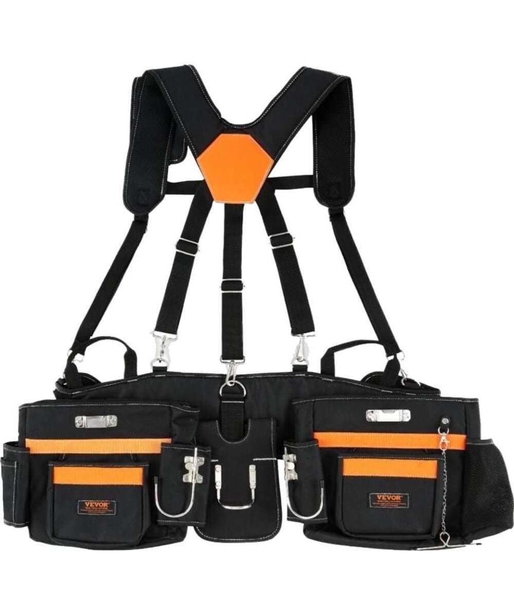 VEVOR Tool Belt with Suspenders, 29 Pockets, 600D Polyester, Model ZL-GJD-0215